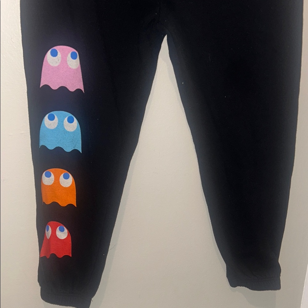 Pac-Man Women's Black Joggers with Colorful Ghost Accents - Picture 4 of 8